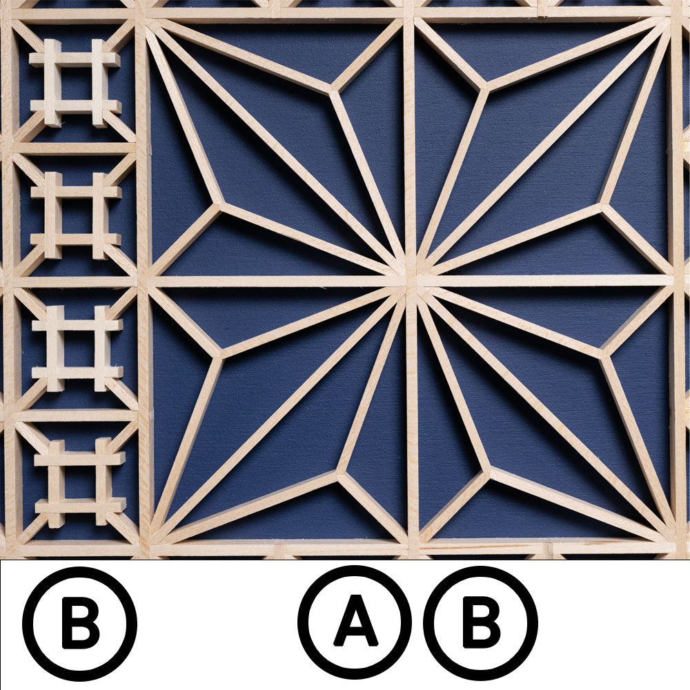 Kumiko pattern with guide block identifiers