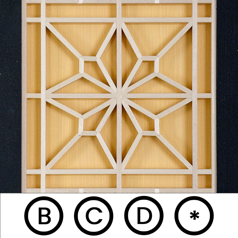 Kumiko pattern with guide block identifiers