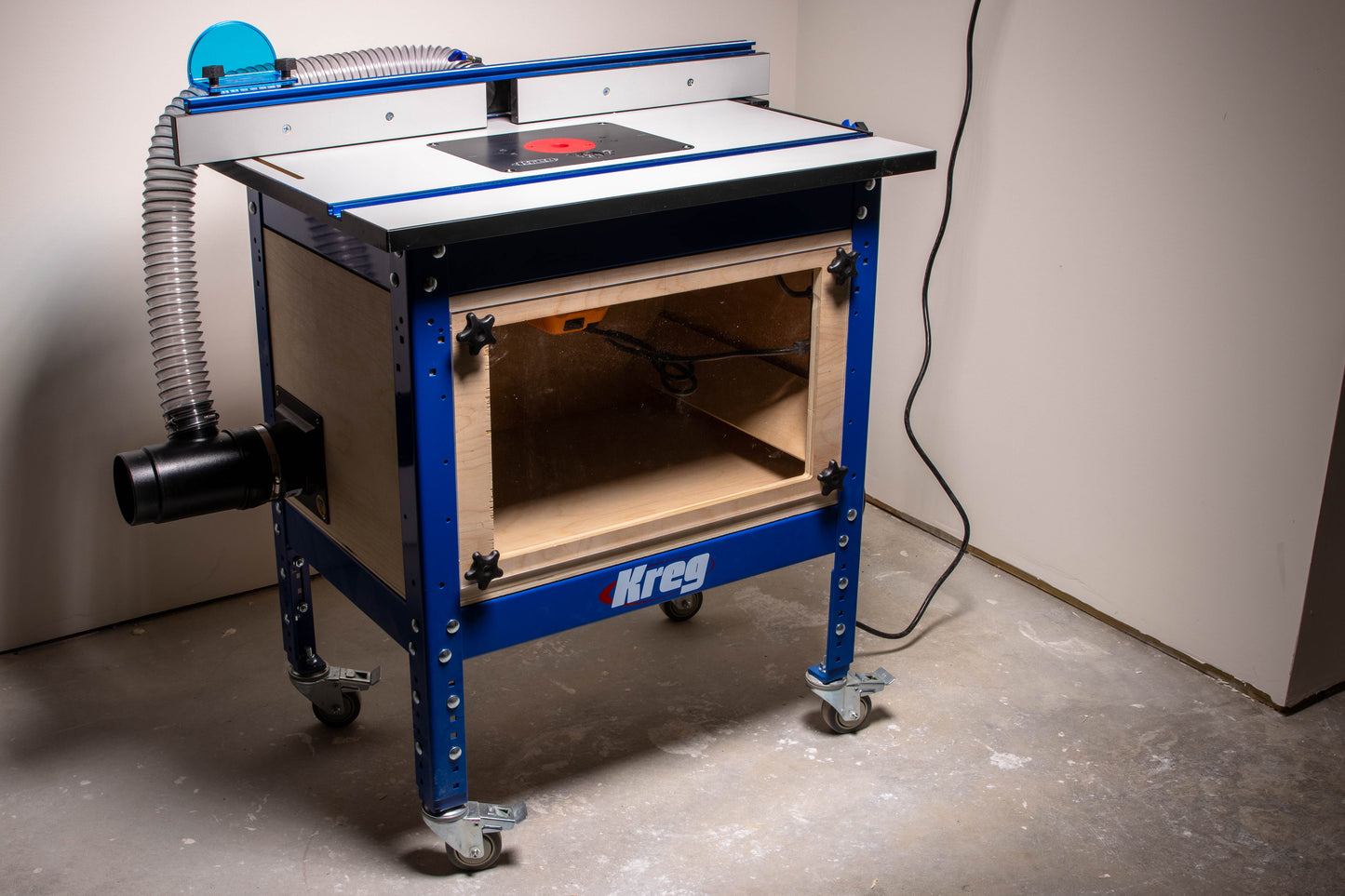 custom router table dust box for kreg router table