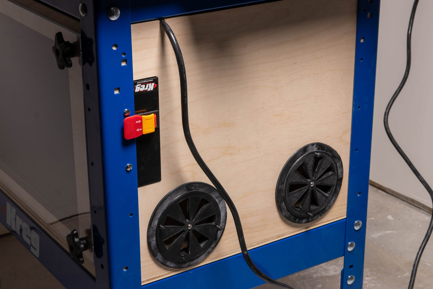 custom router table dust box for kreg router table air intake