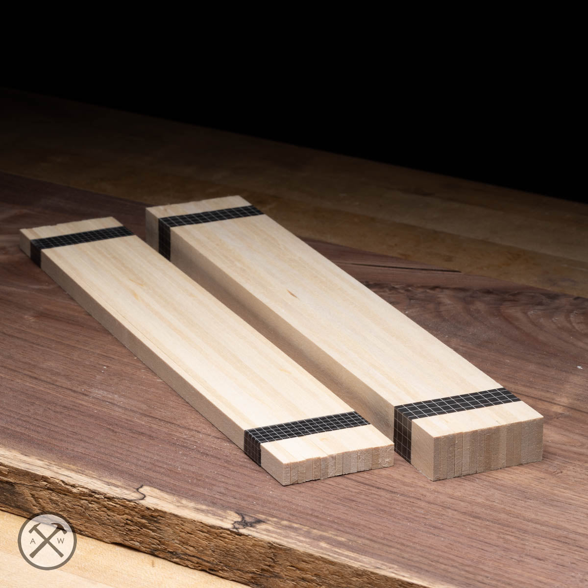 Pair of Kumiko strip bundles, one that is 3/8” thick and one that’s 3/4” thick.